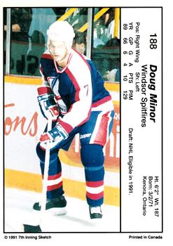 1990-91 7th Inning Sketch OHL #188 Doug Minor Back