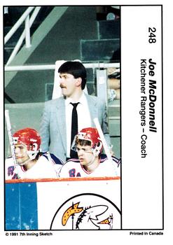 1990-91 7th Inning Sketch OHL #248 Joe McDonnell Back