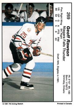 1990-91 7th Inning Sketch OHL #269 Geoff Rawson Back