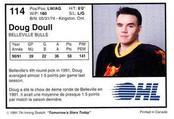 1991-92 7th Inning Sketch OHL #114 Doug Doull Back