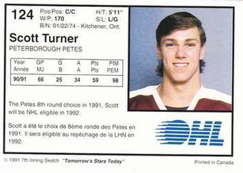 1991-92 7th Inning Sketch OHL #124 Scott Turner Back