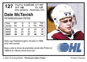 1991-92 7th Inning Sketch OHL #127 Dale McTavish Back