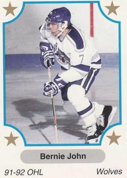 1991-92 7th Inning Sketch OHL #249 Bernie John Front