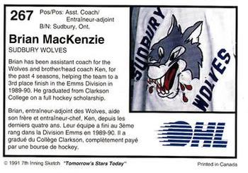 1991-92 7th Inning Sketch OHL #267 Brian MacKenzie Back