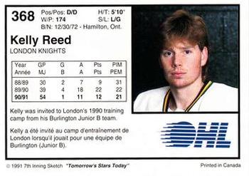 1991-92 7th Inning Sketch OHL #368 Kelly Reed Back