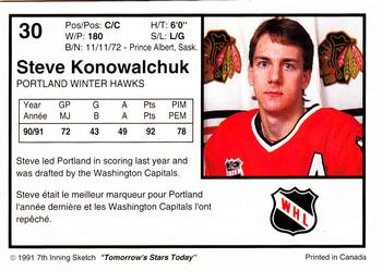 1991-92 7th Inning Sketch WHL #30 Steve Konowalchuk Back