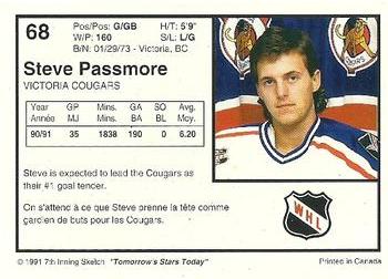 1991-92 7th Inning Sketch WHL #68 Steve Passmore Back