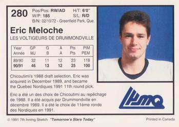 1991-92 7th Inning Sketch LHJMQ #280 Eric Meloche Back