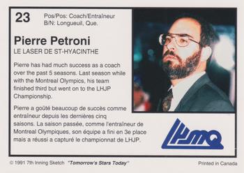 1991-92 7th Inning Sketch LHJMQ #23 Pierre Petroni Back