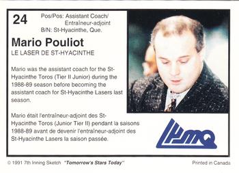 1991-92 7th Inning Sketch LHJMQ #24 Mario Pouliot Back
