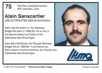 1991-92 7th Inning Sketch LHJMQ #75 Alain Sanscartier Back