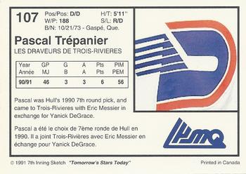 1991-92 7th Inning Sketch LHJMQ #107 Pascal Trepanier Back