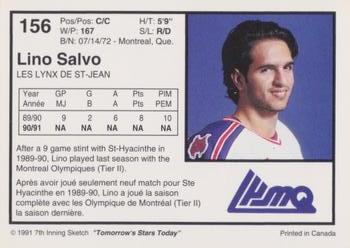 1991-92 7th Inning Sketch LHJMQ #156 Lino Salvo Back