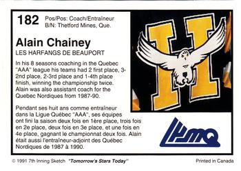 1991-92 7th Inning Sketch LHJMQ #182 Alain Chainey Back
