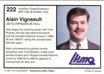 1991-92 7th Inning Sketch LHJMQ #222 Alain Vigneault Back