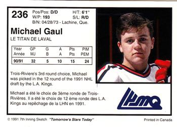 1991-92 7th Inning Sketch LHJMQ #236 Michael Gaul Back