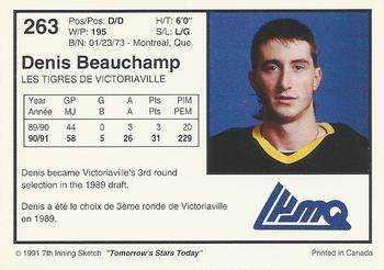 1991-92 7th Inning Sketch LHJMQ #263 Denis Beauchamp Back