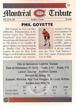 1991-92 Ultimate Original 6 French #11 Phil Goyette  Back