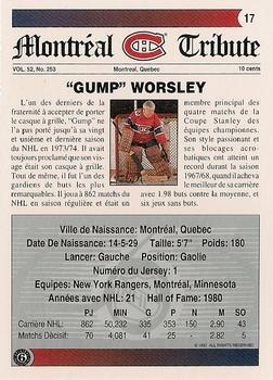 1991-92 Ultimate Original 6 French #17 Lorne Worsley Back