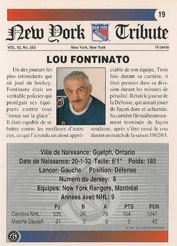 1991-92 Ultimate Original 6 French #19 Lou Fontinato  Back