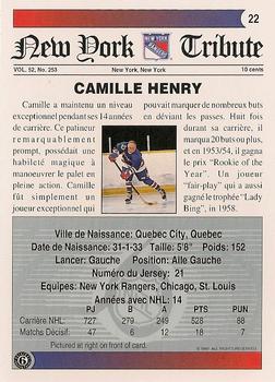 1991-92 Ultimate Original 6 French #22 Camille Henry  Back