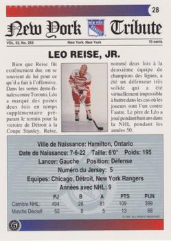 1991-92 Ultimate Original 6 French #28 Leo Reise Back