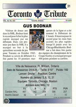 1991-92 Ultimate Original 6 French #31 Gus Bodnar  Back