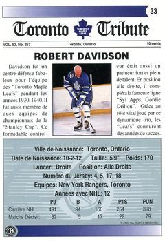 1991-92 Ultimate Original 6 French #33 Bob Davidson  Back