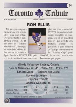 1991-92 Ultimate Original 6 French #34 Ron Ellis  Back