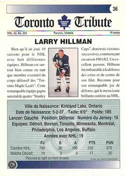 1991-92 Ultimate Original 6 French #36 Larry Hillman  Back