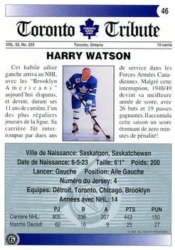 1991-92 Ultimate Original 6 French #46 Harry Watson  Back