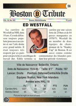 1991-92 Ultimate Original 6 French #56 Ed Westfall  Back