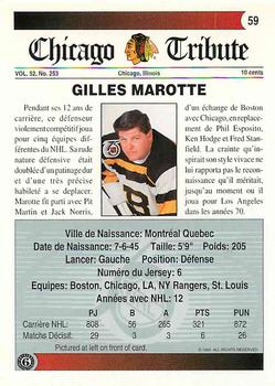 1991-92 Ultimate Original 6 French #59 Gilles Marotte  Back