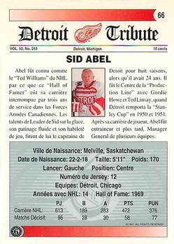 1991-92 Ultimate Original 6 French #66 Sid Abel  Back