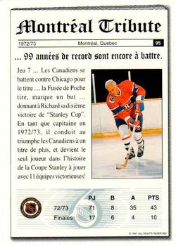 1991-92 Ultimate Original 6 French #95 Richard's 99-year Record Back