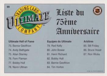 1991-92 Ultimate Original 6 French #99 Checklist 1  Back