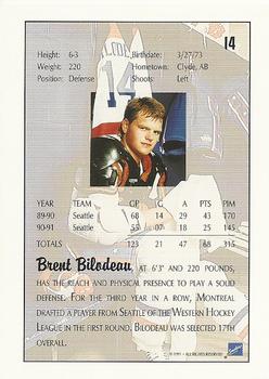1991 Ultimate Draft #14 Brent Bilodeau Back