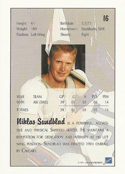 1991 Ultimate Draft #16 Niklas Sundblad Back