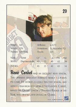 1991 Ultimate Draft #20 Rene Corbet Back