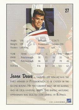 1991 Ultimate Draft #27 Jason Dawe Back