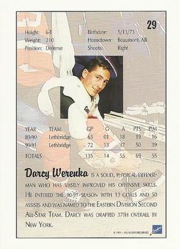 1991 Ultimate Draft #29 Darcy Werenka Back