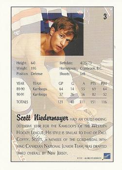 1991 Ultimate Draft #3 Scott Niedermayer Back