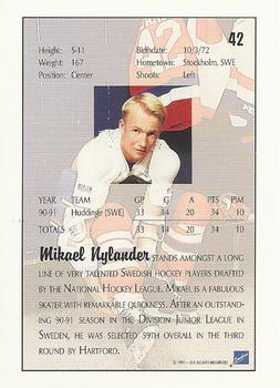 1991 Ultimate Draft #42 Mikael Nylander Back