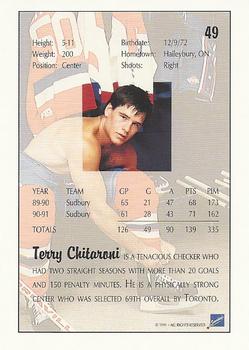 1991 Ultimate Draft #49 Terry Chitaroni Back