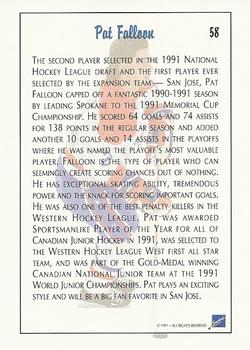1991 Ultimate Draft #58 Pat Falloon Back