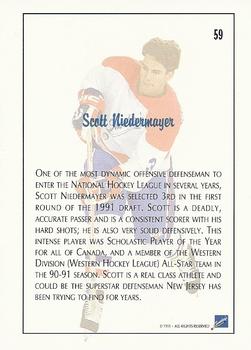 1991 Ultimate Draft #59 Scott Niedermayer Back