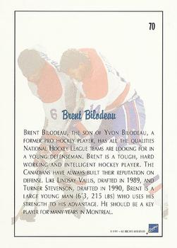 1991 Ultimate Draft #70 Brent Bilodeau Back