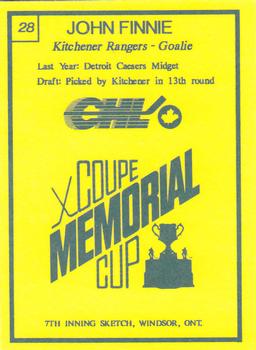 1990 7th Inning Sketch Memorial Cup (CHL) #28 John Finnie Back