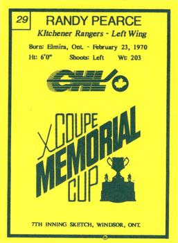 1990 7th Inning Sketch Memorial Cup (CHL) #29 Randy Pearce Back