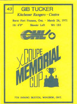 1990 7th Inning Sketch Memorial Cup (CHL) #43 Gib Tucker Back